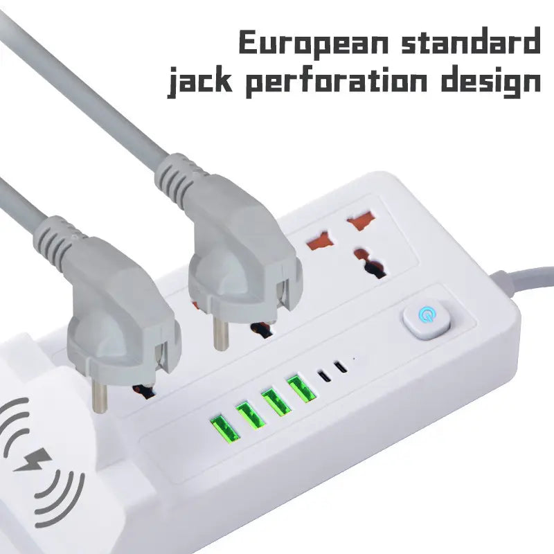 تمديدات شريط الطاقة متعددة الوظائف - 3 مقابس طاقة، ومنفذ PD واحد و5 مقابس USB