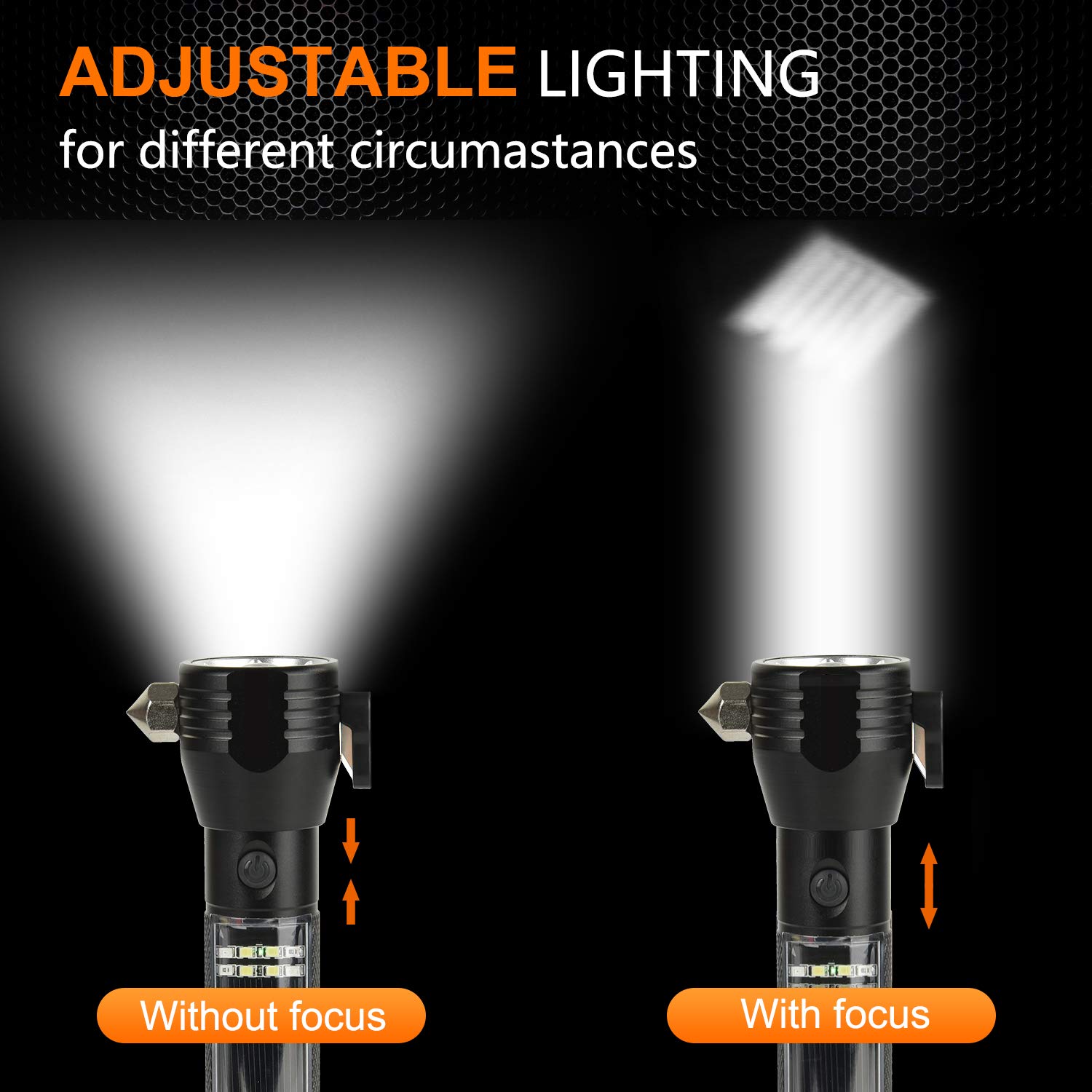 Multifunctional Tactical Solar Flashlight for Emergency with Water Resistant Design, Alloy Hammerhea