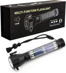 Multifunctional Tactical Solar Flashlight for Emergency with Water Resistant Design, Alloy Hammerhea