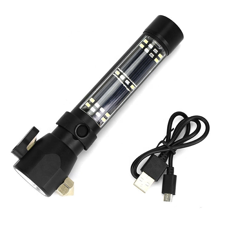 Multifunctional Tactical Solar Flashlight for Emergency with Water Resistant Design, Alloy Hammerhea