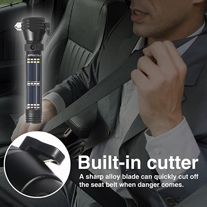 Multifunctional Tactical Solar Flashlight for Emergency with Water Resistant Design, Alloy Hammerhea