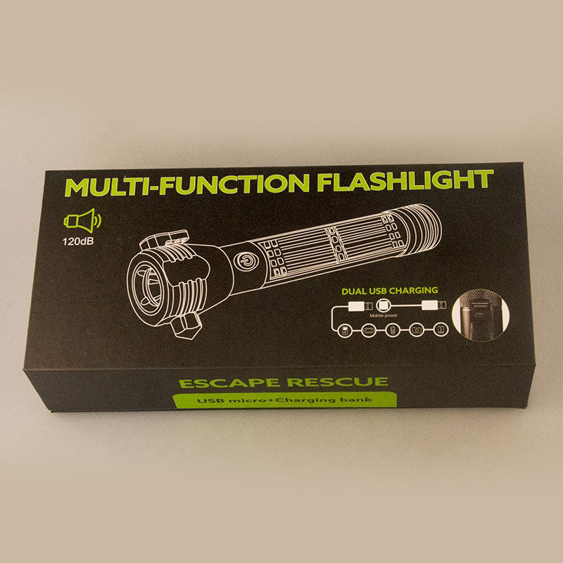Multifunctional Tactical Solar Flashlight for Emergency with Water Resistant Design, Alloy Hammerhea