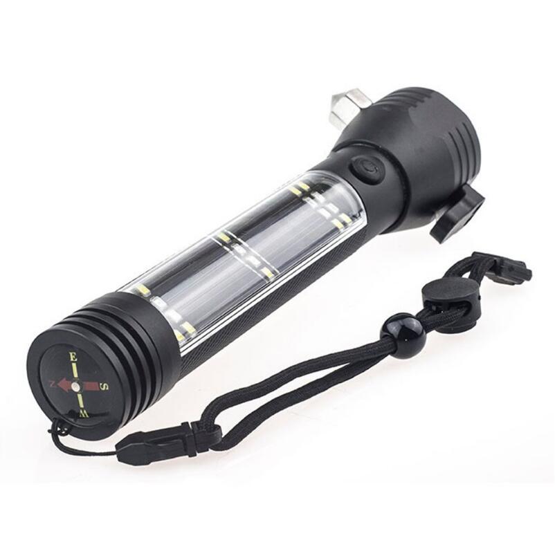 Multifunctional Tactical Solar Flashlight for Emergency with Water Resistant Design, Alloy Hammerhea