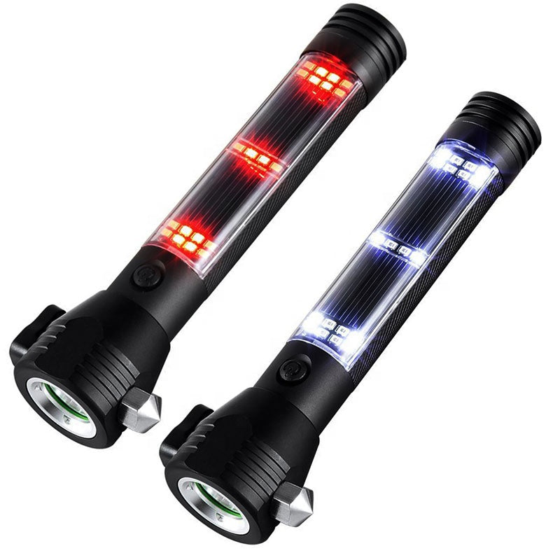 Multifunctional Tactical Solar Flashlight for Emergency with Water Resistant Design, Alloy Hammerhea