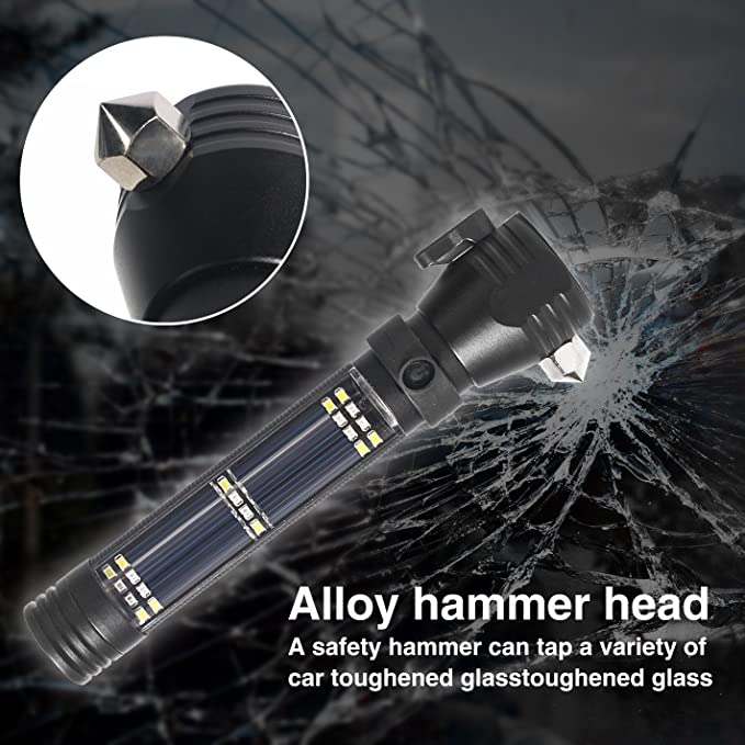 Multifunctional Tactical Solar Flashlight for Emergency with Water Resistant Design, Alloy Hammerhea