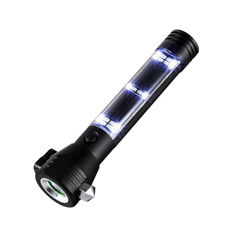Multifunctional Tactical Solar Flashlight for Emergency with Water Resistant Design, Alloy Hammerhea