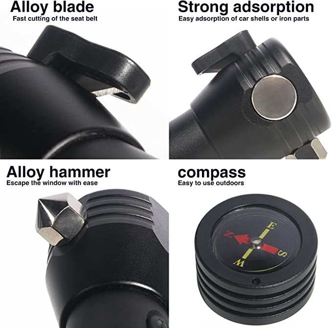 Multifunctional Tactical Solar Flashlight for Emergency with Water Resistant Design, Alloy Hammerhea
