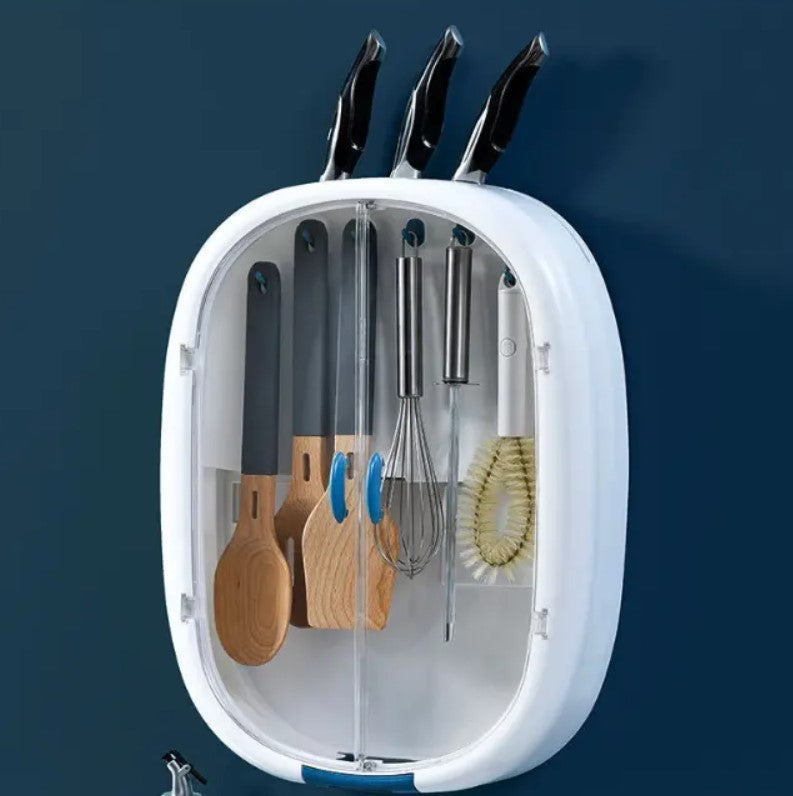 Wall Mounted Kitchen Storage Box with Transparent Design and Easy Installation
