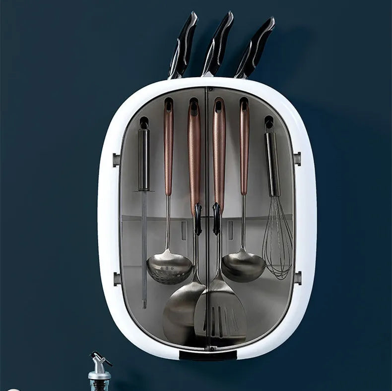 Wall Mounted Kitchen Storage Box with Transparent Design and Easy Installation