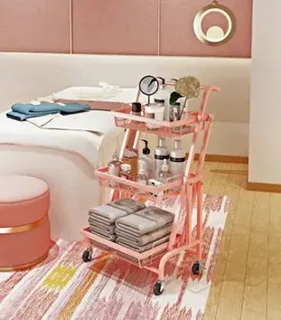 3 Tier Adjustable & Foldable Kitchen Storage Metal Rack Organizer Trolley with Wheels