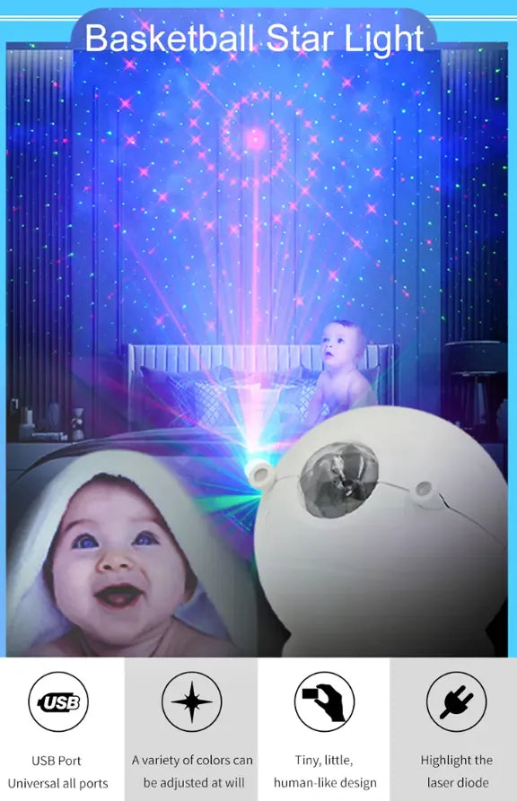 Cool Basketball Starry Sky Projection Night Lamp - Rechargeable