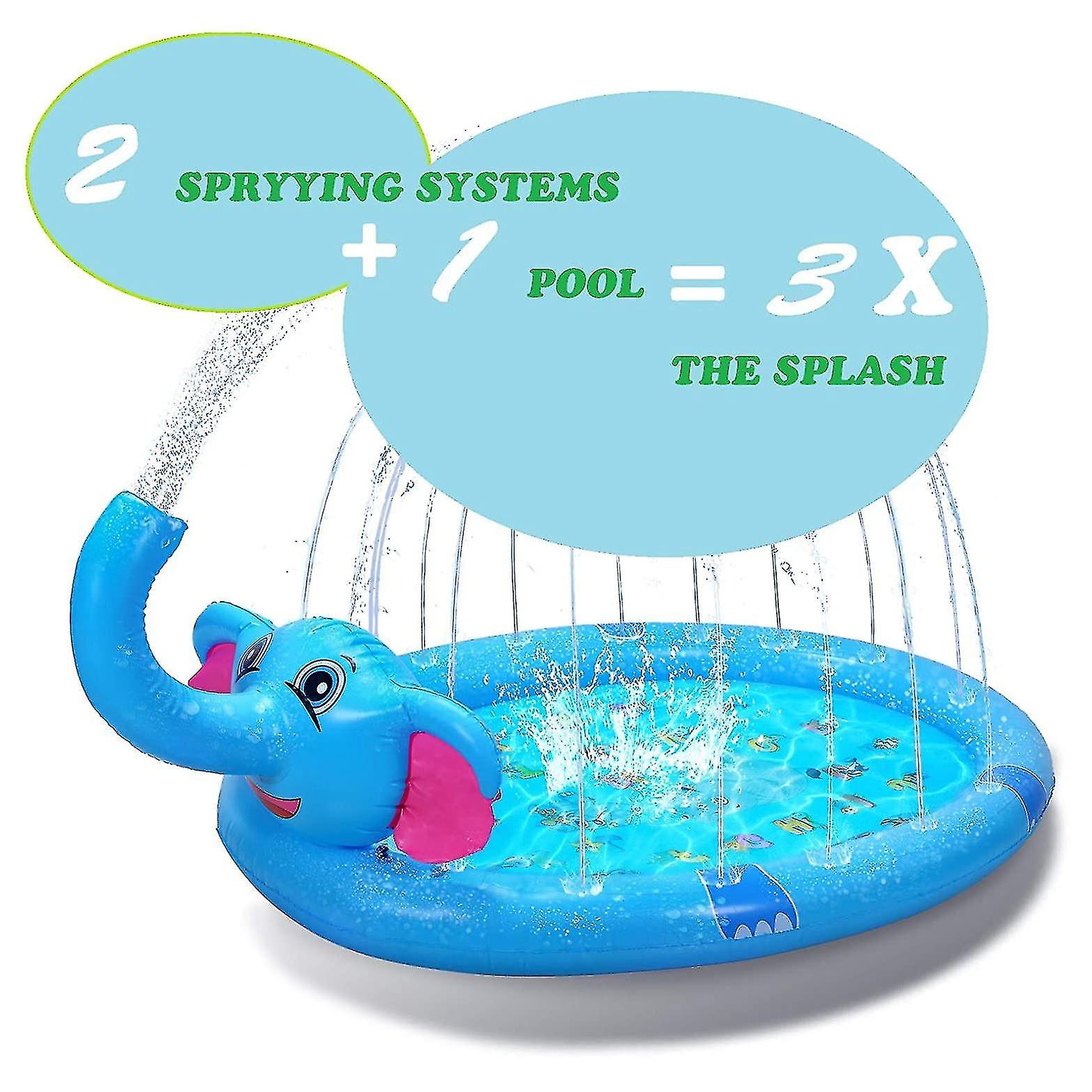 Mega Inflatable Sprinkler Splash Elephant Play Mat for Kids - 3-in-1 Water Fun and Whimsical Pool Ac