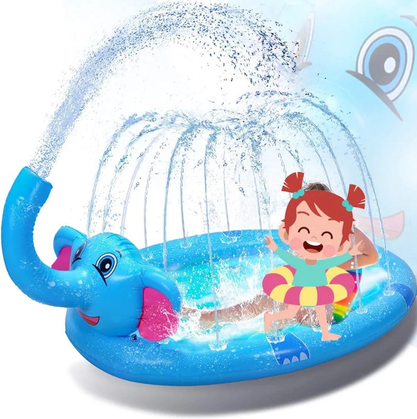 Mega Inflatable Sprinkler Splash Elephant Play Mat for Kids - 3-in-1 Water Fun and Whimsical Pool Ac