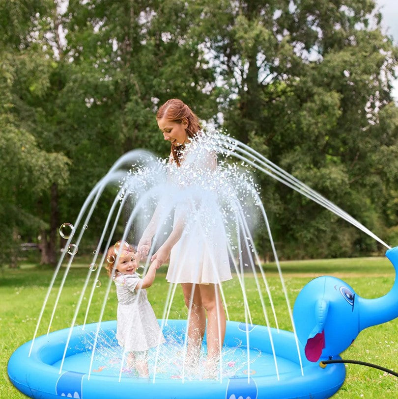 Mega Inflatable Sprinkler Splash Elephant Play Mat for Kids - 3-in-1 Water Fun and Whimsical Pool Ac