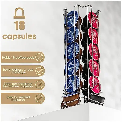 18 Pieces Dolce Gusto Coffee Pod Capsules Holder Stand - Sleek Capsule Storage Rack
