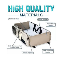 Portable 3-in-1 Baby Essentials Bag, Travel Bed & Changing Station