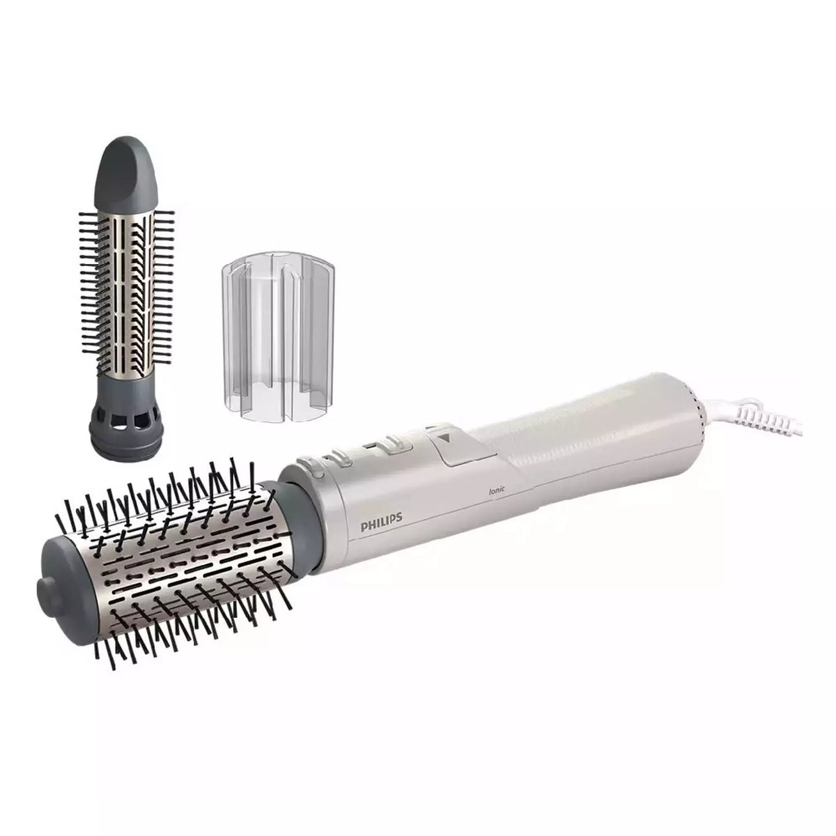 Philips 7000 Series Air Styler, Rotating ThermoBrush for More Volume and Defined Hair Styling, 2 Attachments, 1000W, BHA710/13 - White/Gray