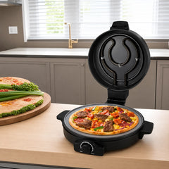 Premium Jumbo 45CM Electric Flat Bread & Pizza Maker 2600W Non-Stick Teflon Heating Plate Adjustable Temperature Control 100°C-240°C Roti Tortilla Khubz Manakish Baker Machine