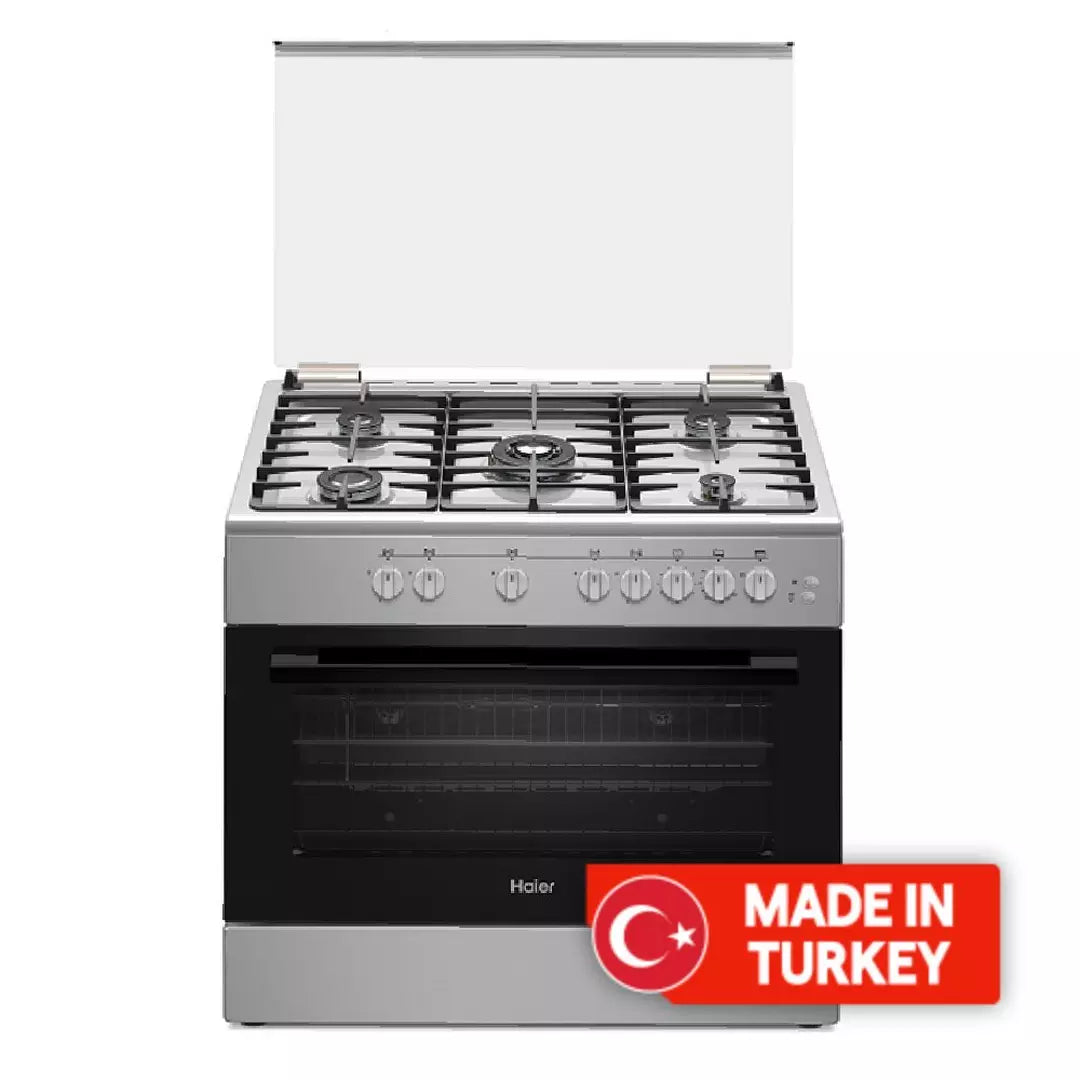 Haier 90X60cm Free Standing 5-Burners Gas Cooker, 110L, HCR9060GT2 - Inox