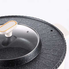 RAF R.5477 2-in-1 Electric BBQ Grill & Hot Pot 38CM Non-Stick Cooking Plate 2L Capacity Dual Temperature Control 1600W Tabletop Cooker