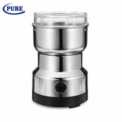 Pure Electric Coffee Grinder 200W Stainless Steel Coffee Bean & Spice Grinder with 85g Capacity, Transparent Safety Lid, High-Speed Metal Blade Grinder