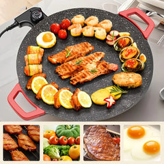 Portable 1800W Multifunctional Electric Baking & Grill Pan with 36CM Non-Stick Surface, Adjustable Temperature Control & Foldable Tripod for Travel, Home & Outdoor Use