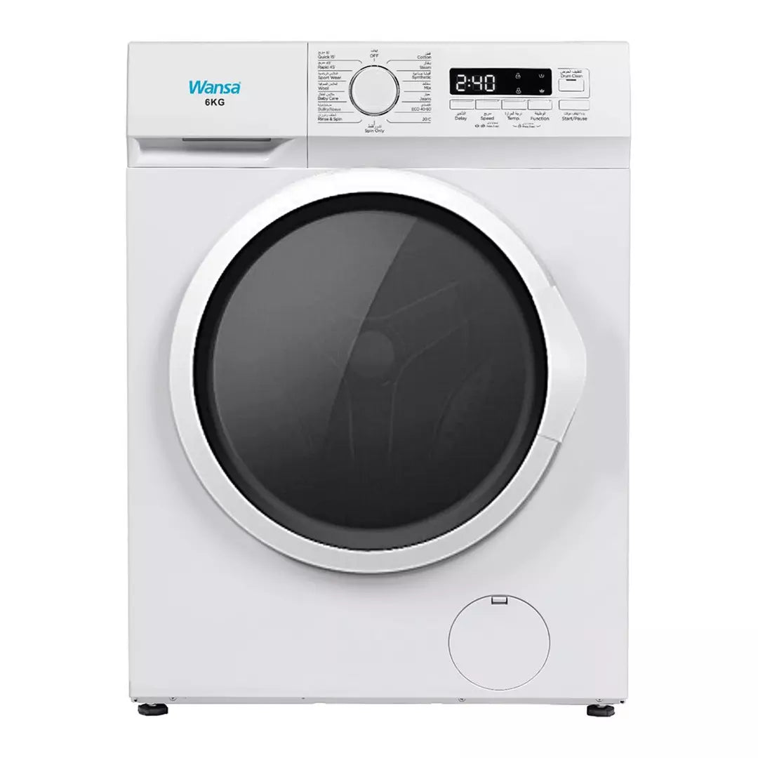 Wansa 6kg Front Load Washer, 15 Programs, WFL6010-WHM24C10 - White