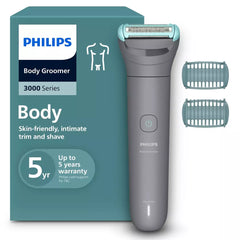 Philips Body Groomer BG3480/15 | تشذيب وحلاقة شعر الجسم | مقاوم للماء بنسبة 100% | لطيف على البشرة | أمشاط 2 و 3 ملم | 80 دقيقة من الاستخدام اللاسلكي | مؤشر البطارية | شحن USB