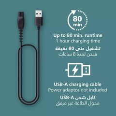 Philips Body Groomer BG3480/15 | تشذيب وحلاقة شعر الجسم | مقاوم للماء بنسبة 100% | لطيف على البشرة | أمشاط 2 و 3 ملم | 80 دقيقة من الاستخدام اللاسلكي | مؤشر البطارية | شحن USB
