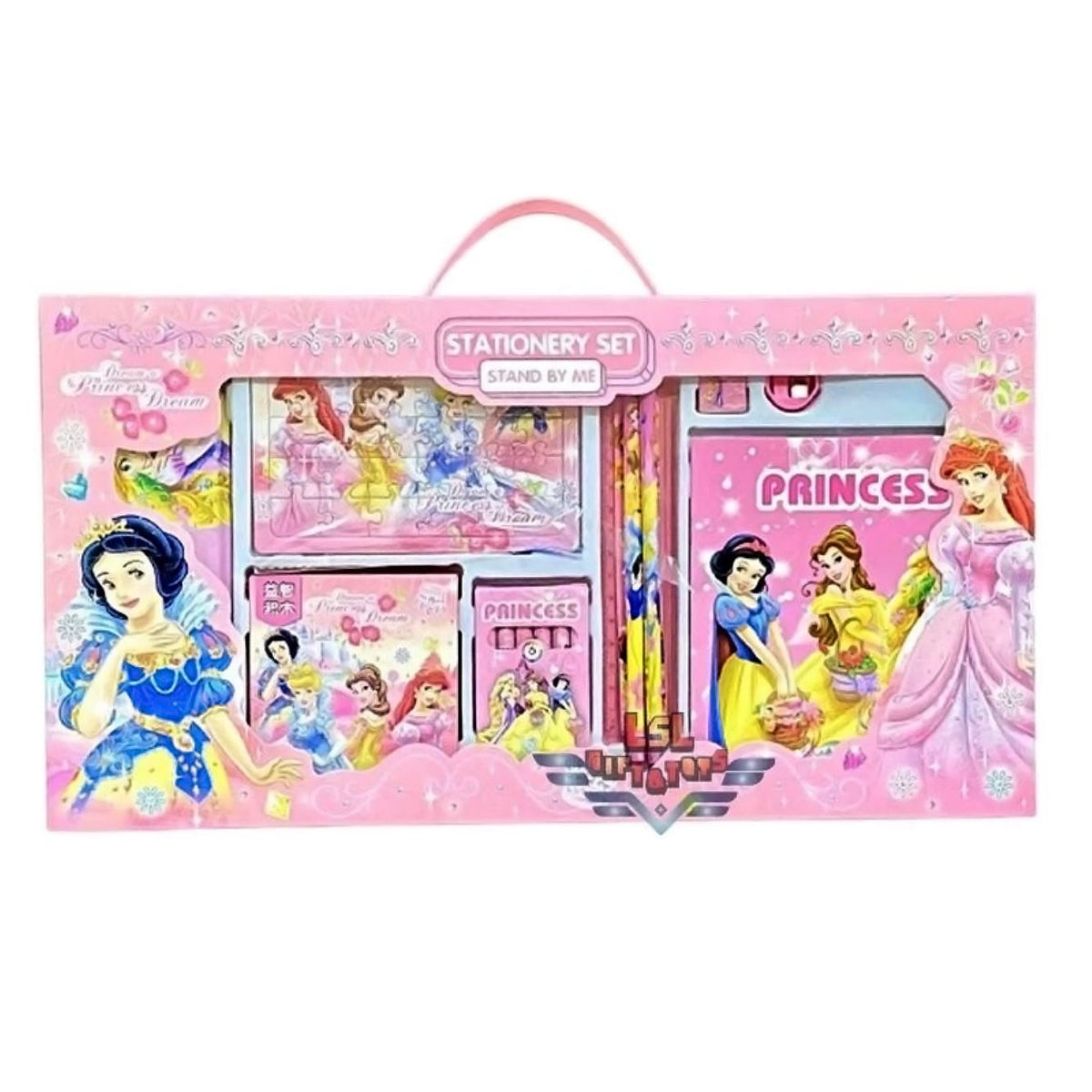 Magical Fairytale Girls Colouring & Stationery Set with 12 Crayons, 12 Colour Pencils, 6 Colour Pens, 6 Pencils, Drawing Book, Sharpener, Eraser & Ruler