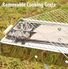 Foldable Portable Barbeque Grill Chrome Plated Stand with for Outings, Camping, Picnics and Vacations