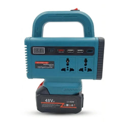 Compact 150W Portable Power Station with 68V Detachable Lithium Battery, Dual AC Outlets, 3 USB-A Ports, 20W Type-C, Digital Display & 15-LED Emergency Light