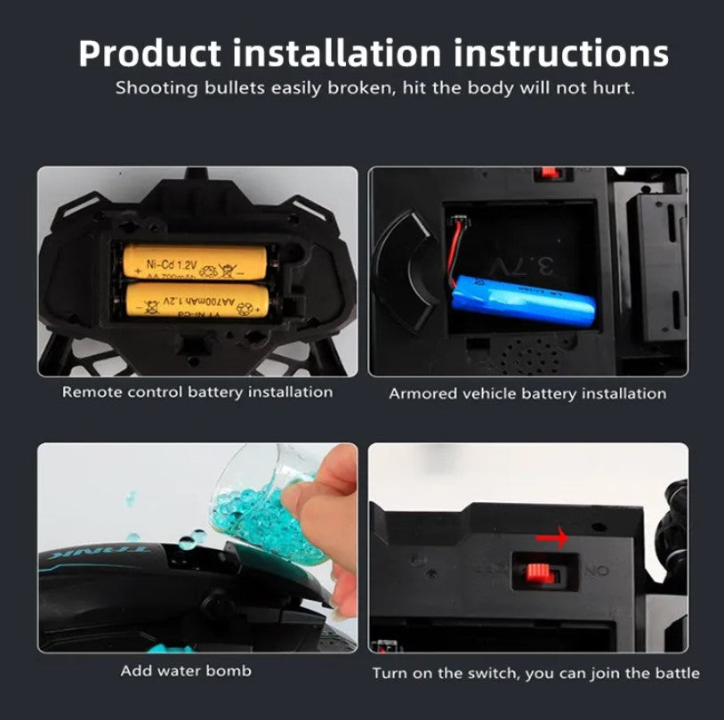 Cool High Speed Water Pellet Shooting RC Water Tank Car with All Terrain Capability - Remote and Gesture Controlled