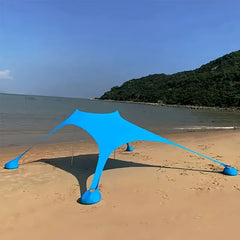 Waterproof Blue Garden & Camping Shade Sail Tent Sun Shelter with UPF 50+, Foldable Canopy for Picnic, Beach, Pool, and Outdoor Activities - 200 x 160 cm