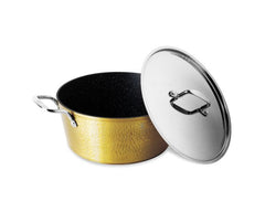 Berlinger Haus Hammered Casserole With Stainless Steel Lid And Handles Gold Color