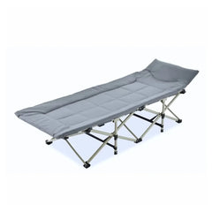 Premium Foldable Camping Cot Bed with 220 Kg Load Capacity, Adjustable Reclining Backrest, Thick Sponge Mattress, Built-in Pillow, Heavy Duty Steel Frame, Oxford Fabric, Portable Sleeping Bed for Camping, Office, Home & Outdoor Use 188 × 67 × 36 CM