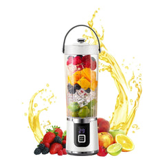 500ML Portable Rechargeable Juice Blender with 10 Stainless Steel Blades, 50W Motor, 22000 RPM, 3 Blending Modes, Digital Display & USB-C Charging