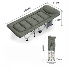 Premium Foldable Camping Cot Bed with 220 Kg Load Capacity, Adjustable Reclining Backrest, Thick Sponge Mattress, Built-in Pillow, Heavy Duty Steel Frame, Oxford Fabric, Portable Sleeping Bed for Camping, Office, Home & Outdoor Use 188 × 67 × 36 CM
