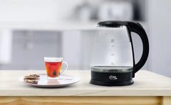 PURE 1500W 1.8L Electric Glass Kettle with Borosilicate Body, 360°  Stainless Steel Swivel Bottom with Auto Shut-Off