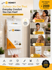 HONEY Hanging Tissue Pack 500 Pull-Out Tissues | Premium 4 Ply Ultra Soft Facial & Multipurpose Tissue Paper | Bottom Dispensing Hanging Design | Highly Absorbent | Total 2000 Ply/PCS