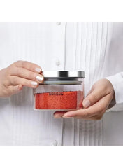 Borosil Classic Borosilicate Glass Storage Jar with Stainless Steel Lid, Microwave Oven & Freezer Safe Food Container