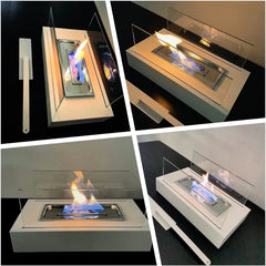 Modern Elegant Flame Tabletop Glass Fire Pit Heater for Indoor & Outdoor