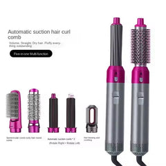 1000W 5-in-1 Hot Air Brush Hair Styler Set with 4 Styling Attachments, 30mm Spiral Curler, Blower, Curler Brush, Multi-Function Brush, 3 Heat Settings & UK Plug