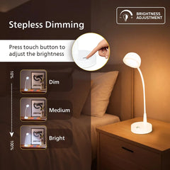 Elegant Rechargeable LED Eye Protection Desk Lamp with Touch Control, Flexible Neck & Dual Light Modes