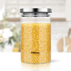 Borosil Classic Borosilicate Glass Storage Jar with Stainless Steel Lid, Microwave Oven & Freezer Safe Food Container