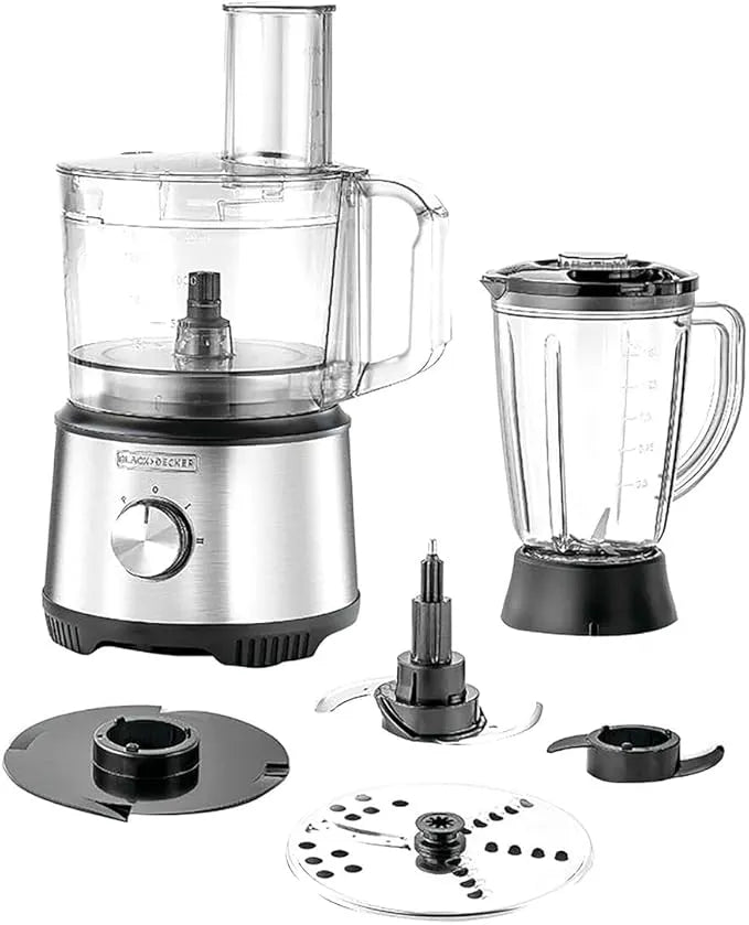 Black+Decker 800W Food Processor with 24 Functions, Multiple Attachments and Blender Jar FX825-B5