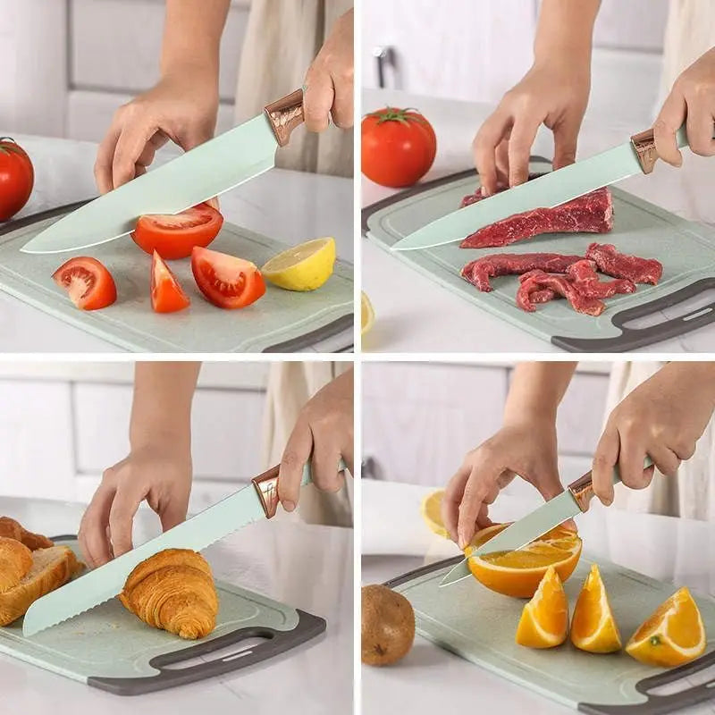 Premium 19-Piece Silicone Kitchenware & Knife Set with Cutting Board & Holding Stand