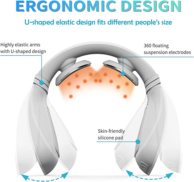 Cordless Portable EMS TENS Neck Massager for Pain Relief