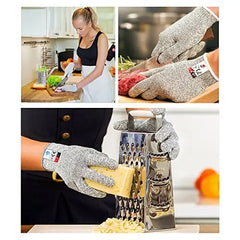 قفازات أمان مقاومة للقطع، مصنوعة من نسيج متقاطع، بتصميم مناسب للاستخدام باليدين اليمنى واليسرى، وقابلة للغسل في الغسالة، مثالية للمطبخ، ونحت الخشب، وتقطيع اللحوم، ولحماية متعددة الاستخدامات.