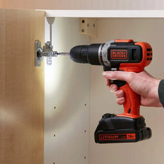 Black+Decker 18V Lithium-Ion Cordless Hammer Drill Kit with 2 Batteries and Carry Kitbox BCD003C2K-GB